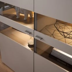 GWINNER Highboard Anzio - Matt Fango / Astnussbaum - Mit Beleuchtung -Wohnzimmermöbel boutique en ligne highboard anzio mit beleuchtung matt fango astnussbaum 4626420