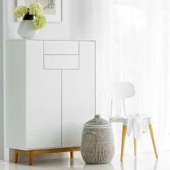 Mørteens Highboard Lindholm I - Weiß -Wohnzimmermöbel boutique en ligne highboard lindholm weiss dekor eiche massiv 2763618