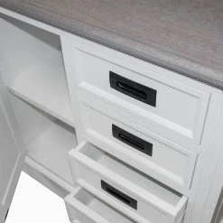 Maison Belfort Kommode Nasinu V - Paulownia teilmassiv - Weiß / Antik Grau -Wohnzimmermöbel boutique en ligne kommode braun weiss 4727836