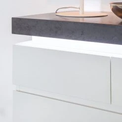 Fredriks Kommode Namona II - Inkl. Beleuchtung - Beton Dekor / Weiß -Wohnzimmermöbel boutique en ligne kommode namona ii inkl beleuchtung weiss anthrazit weiss anthrazit 4040372
