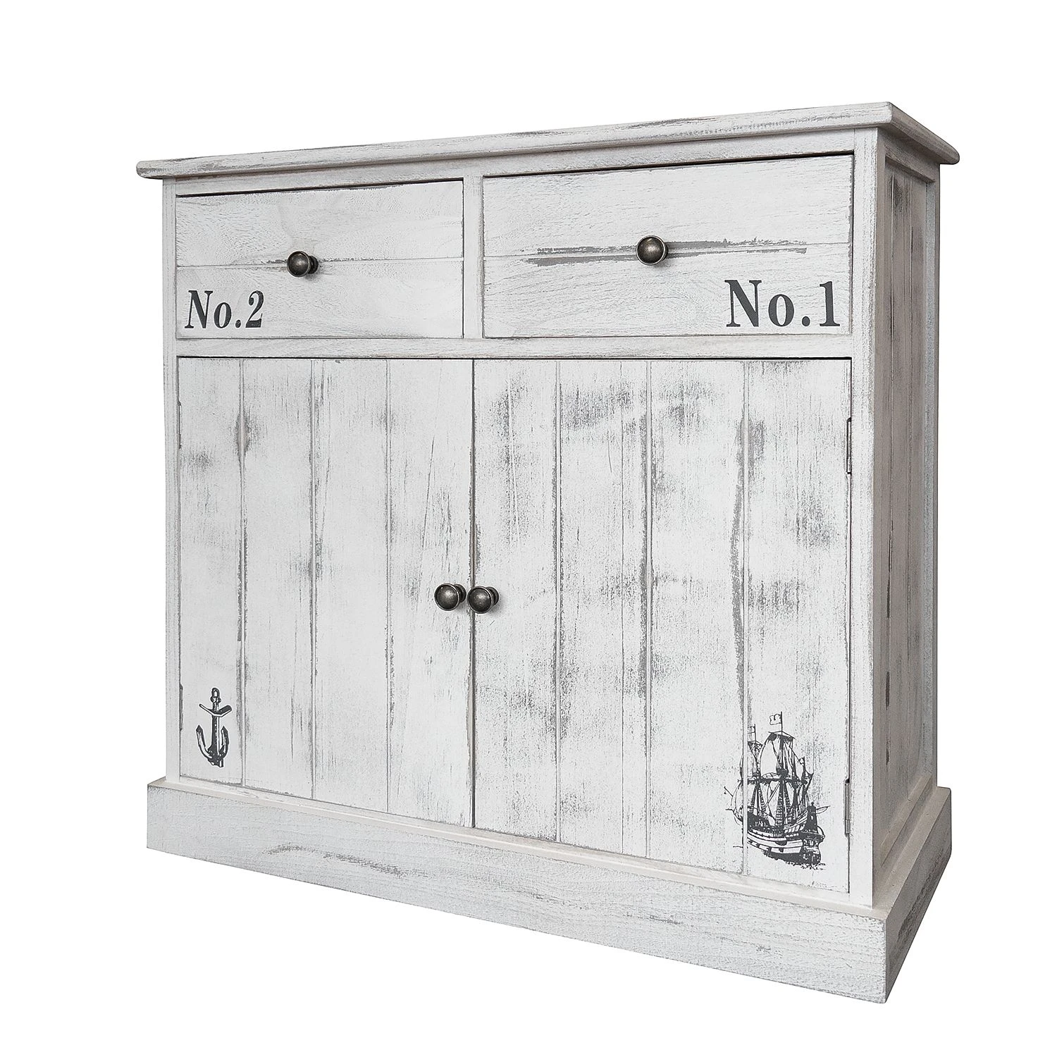 Maison Belfort Kommode Nadi II - Paulownia teilmassiv - Antik Weiß 1 Maison Belfort Kommode Nadi II - Paulownia teilmassiv - Antik Weiß