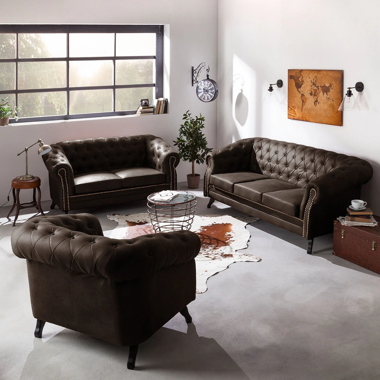 Ars manufacti Polstergarnitur Benavente (3-2-1) - Antiklederoptik Dunkelbraun 2 Ars manufacti Polstergarnitur Benavente (3-2-1) - Antiklederoptik Dunkelbraun – Bild 2