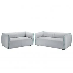 Fredriks Polstergarnitur Grady II Webstoff (3-2) - Hellgrau/Türkis