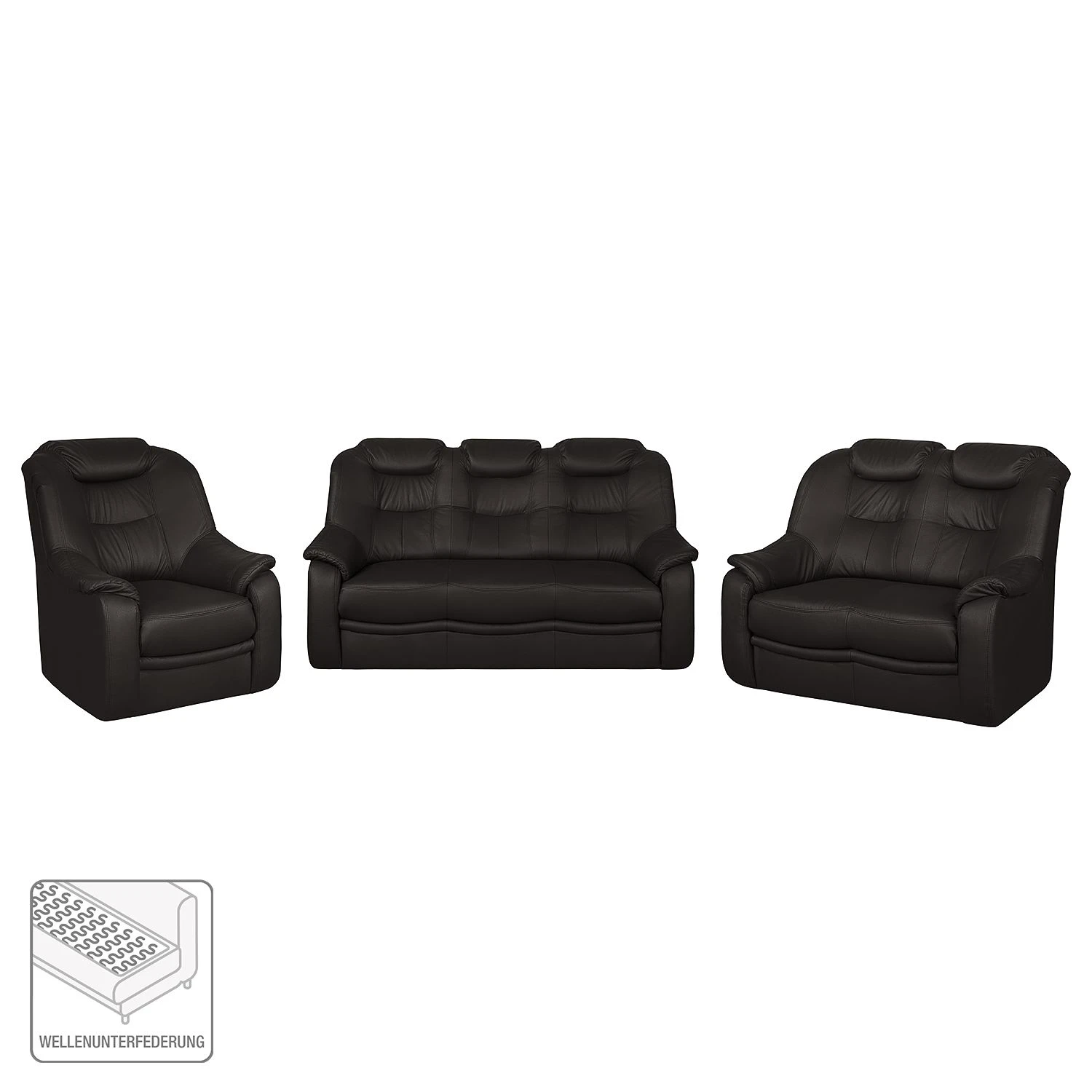 Modoform Polstergarnitur Lakin (3-2-1) - Kunstleder - Dunkelbraun 2 Modoform Polstergarnitur Lakin (3-2-1) - Kunstleder - Dunkelbraun – Bild 2