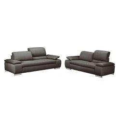 Fredriks Polstergarnitur Masca (3-2) - Strukturstoff Grau-Braun