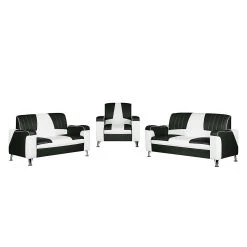 Studio Monroe Polstergarnitur Nixa (3-2-1) - Kunstleder Weiß/Schwarz