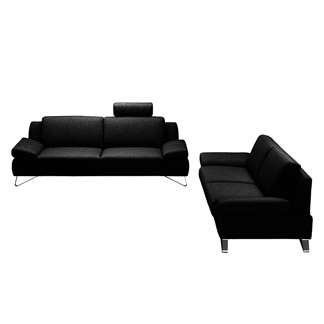 Loftscape Polstergarnitur Silvano (3-2,5) - Webstoff Schwarz - Kopfstütze verstellbar 2 Loftscape Polstergarnitur Silvano (3-2,5) - Webstoff Schwarz - Kopfstütze verstellbar – Bild 2