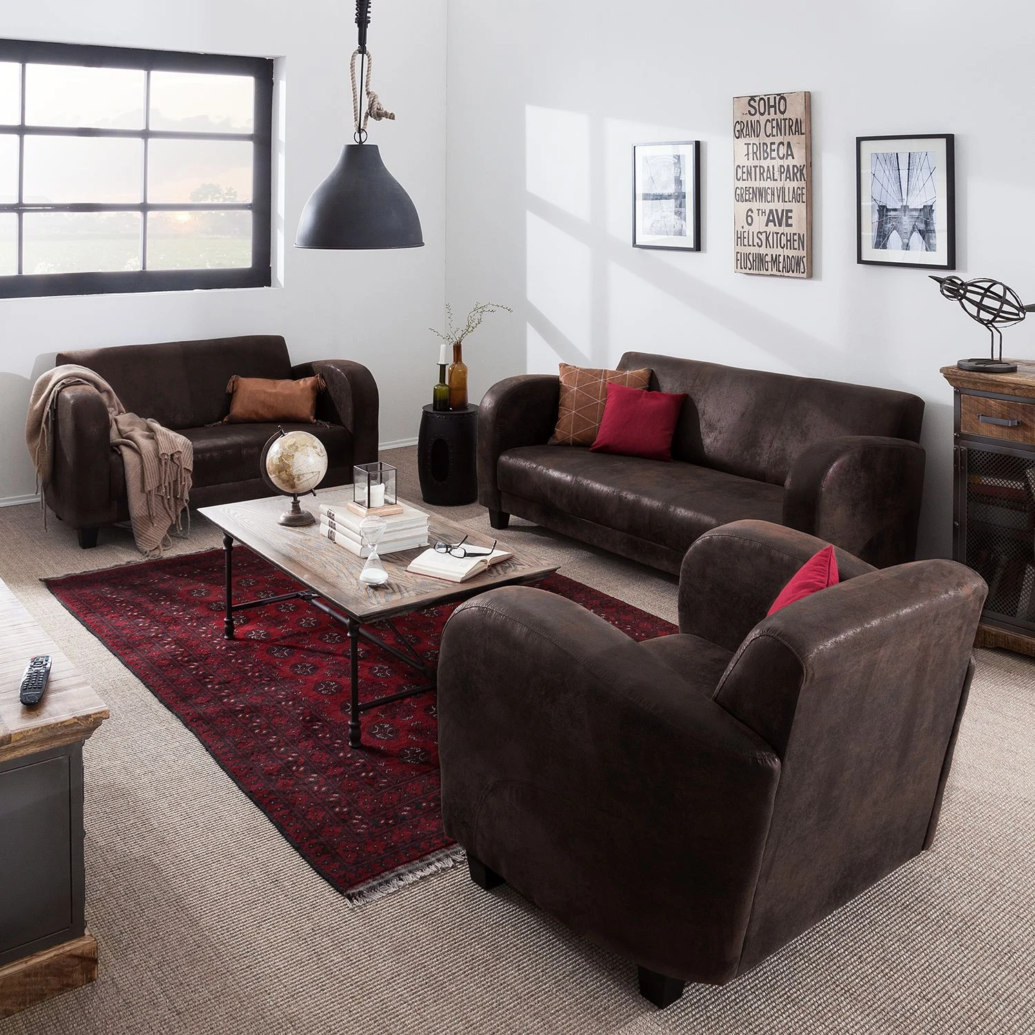 Ars manufacti Polstergarnitur Tullow (3-2-1) - Antiklederoptik Dunkelbraun 2 Ars manufacti Polstergarnitur Tullow (3-2-1) - Antiklederoptik Dunkelbraun – Bild 2