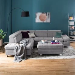 Fredriks Polsterhocker Ayna - Platin -Wohnzimmermöbel boutique en ligne polsterhocker ayna microfaser platin 4947728