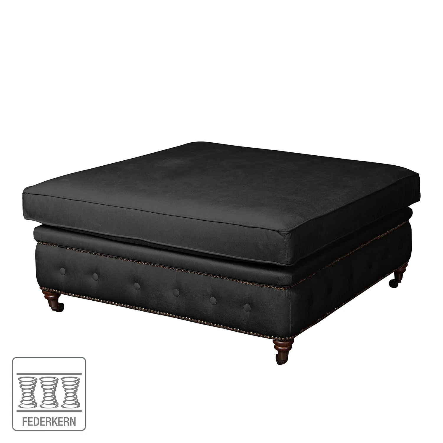 Jack & Alice Polsterhocker Esplanada (groß) Samt - Schwarz 2 Jack & Alice Polsterhocker Esplanada (groß) Samt - Schwarz – Bild 2