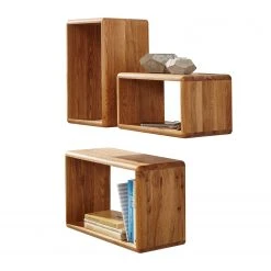 Ars Natura Wandregal Anamur (3er-Set) - Eiche -Wohnzimmermöbel boutique en ligne regal anamur wildeiche massiv 4213800