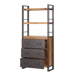 Ars manufacti Regal Manchester VI - Akazie teilmassiv / Metall - Akazie / Anthrazit -Wohnzimmermöbel boutique en ligne regal manchester vi anthrazit akazie dekor 4877252