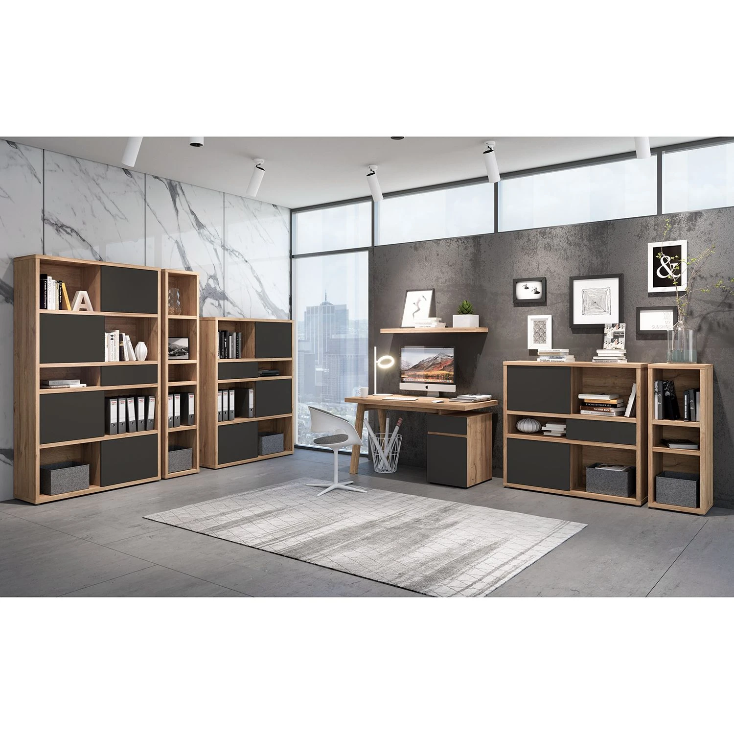 Fredriks Regal Rya II - Balkeneiche Dekor - Höhe: 113 cm 3 Fredriks Regal Rya II - Balkeneiche Dekor - Höhe: 113 cm – Bild 3