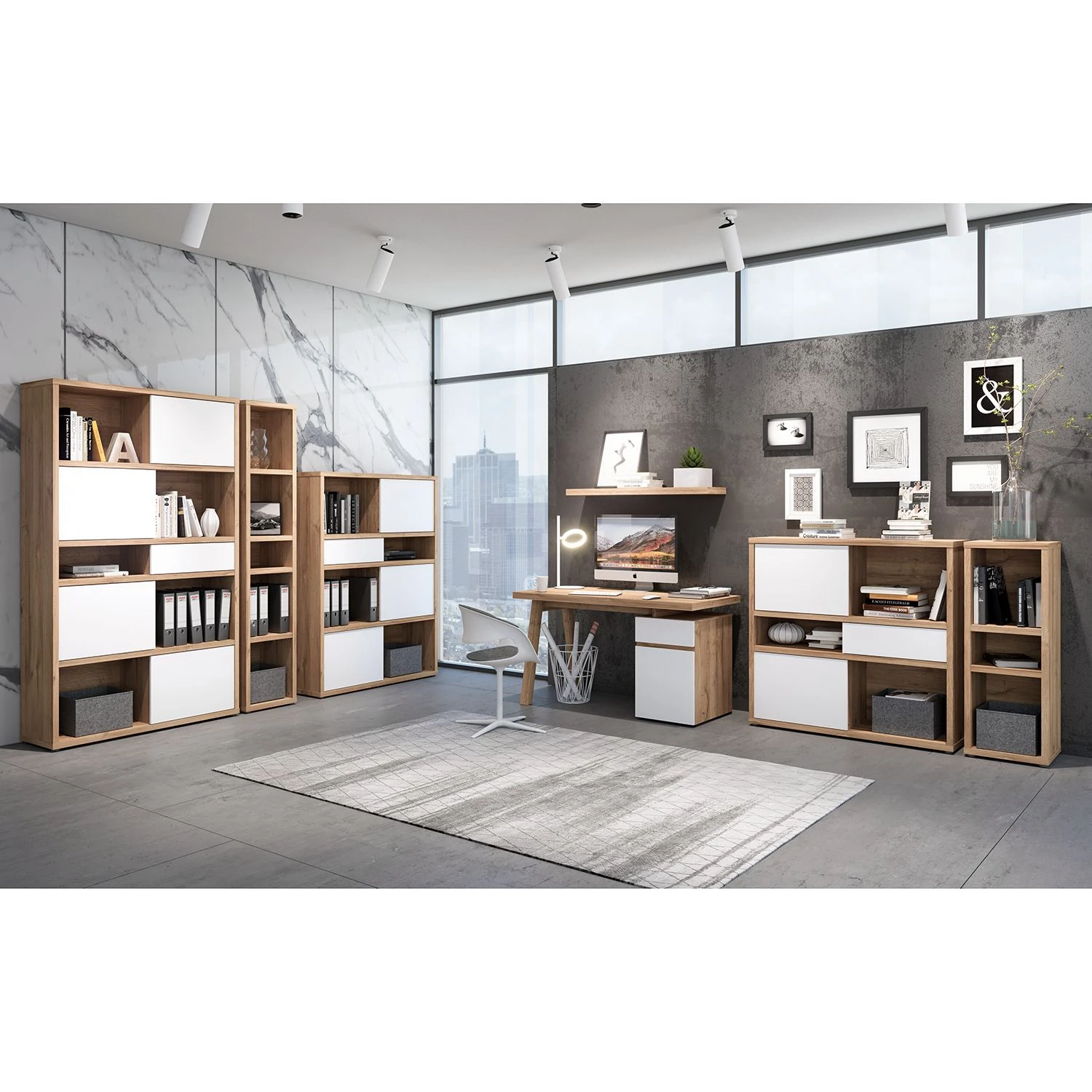 Fredriks Regal Rya II - Balkeneiche Dekor - Höhe: 113 cm 5 Fredriks Regal Rya II - Balkeneiche Dekor - Höhe: 113 cm – Bild 5