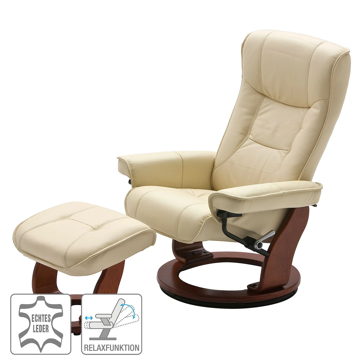 Modoform Relaxsessel Odenwald (mit Hocker) - Echtleder Creme 2 Modoform Relaxsessel Odenwald (mit Hocker) - Echtleder Creme – Bild 2