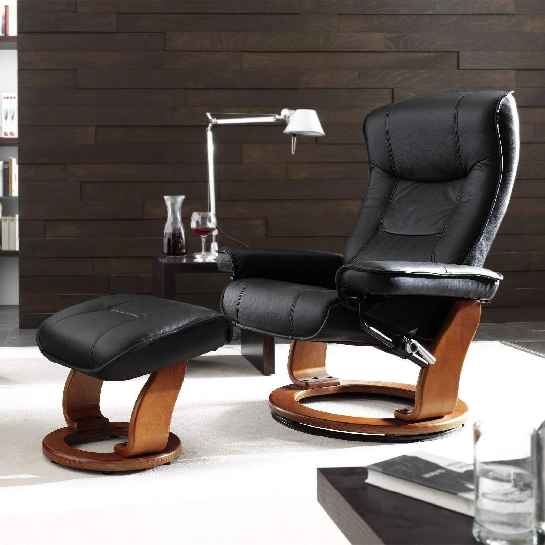 Modoform Relaxsessel Odenwald (mit Hocker) - Echtleder Schwarz 2 Modoform Relaxsessel Odenwald (mit Hocker) - Echtleder Schwarz – Bild 2