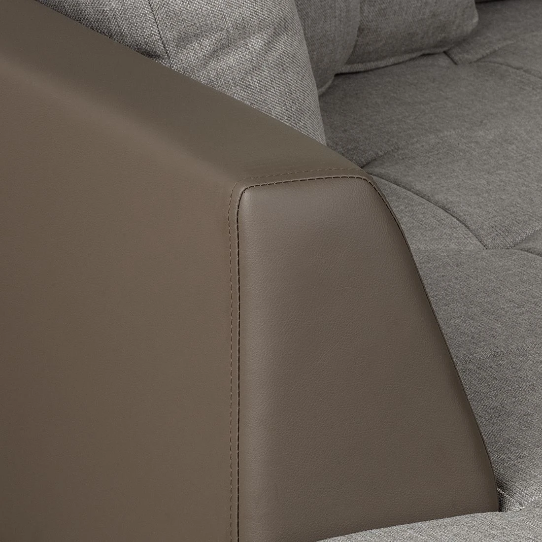 Roomscape Ecksofa Tosya - Kunstleder Taupe/Strukturstoff Grau - Ottomane davorstehend links 12 Roomscape Ecksofa Tosya - Kunstleder Taupe/Strukturstoff Grau - Ottomane davorstehend links – Bild 12