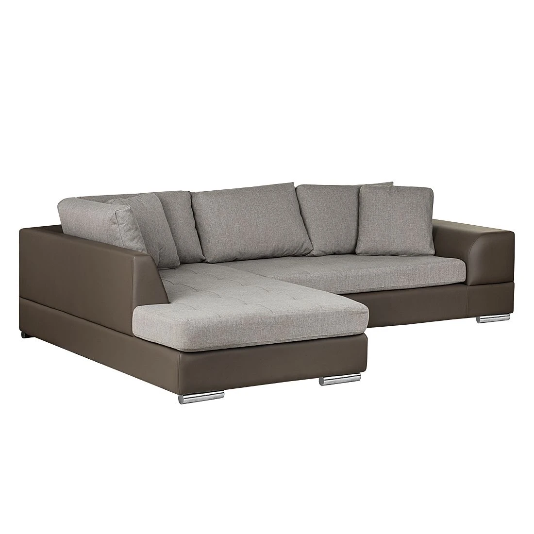 Roomscape Ecksofa Tosya - Kunstleder Taupe/Strukturstoff Grau - Ottomane davorstehend links 3 Roomscape Ecksofa Tosya - Kunstleder Taupe/Strukturstoff Grau - Ottomane davorstehend links – Bild 3