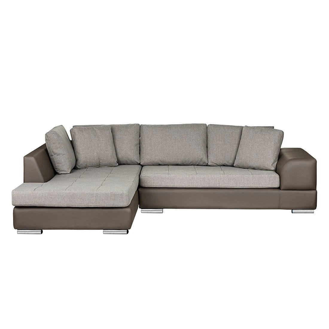 Roomscape Ecksofa Tosya - Kunstleder Taupe/Strukturstoff Grau - Ottomane davorstehend links 2 Roomscape Ecksofa Tosya - Kunstleder Taupe/Strukturstoff Grau - Ottomane davorstehend links – Bild 2