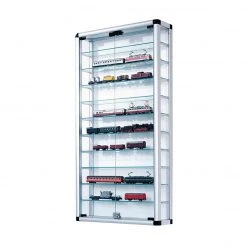 PureDay Sammlervitrine mit Schloss L - Aluminium - Silber