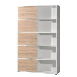 Schiebetürenregal Mingle I - Weiß / Eiche Sonoma Dekor