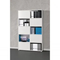 Schiebetürenregal Mingle I - Weiß / Eiche Sonoma Dekor -Wohnzimmermöbel boutique en ligne schiebetuerenregal mingle i weiss eiche sonoma dekor 5029152