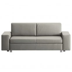 Chillout by Franz Fertig Schlafsofa Plaza Echtleder - Grau - Breite: 228 cm - Keine Funktion