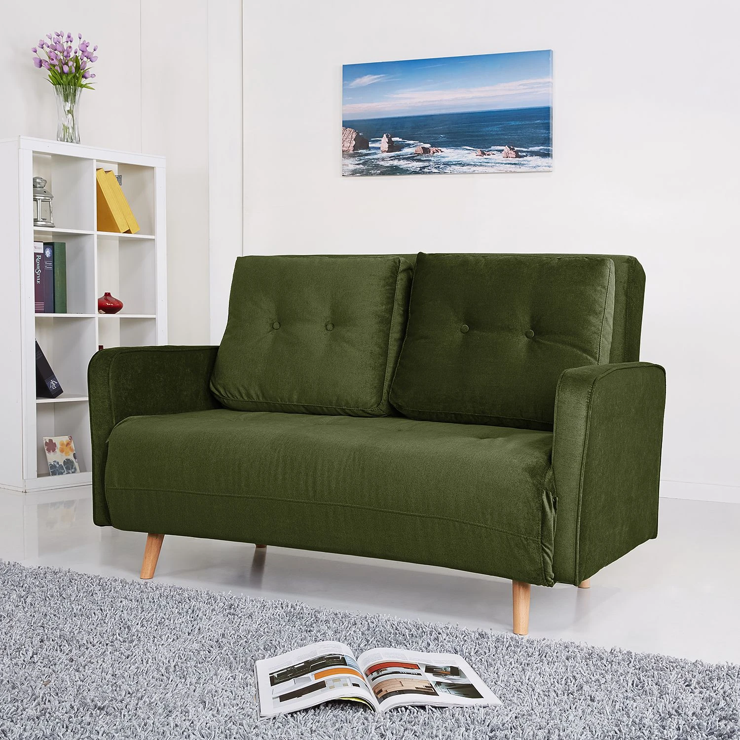 Mørteens Schlafsofa Sander Samt - Dunkelgrün 2 Mørteens Schlafsofa Sander Samt - Dunkelgrün – Bild 2