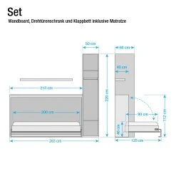 Loftscape Schrankbett-Kombination Godia II - Weiß / Eiche Sonoma Dekor - Bonellfederkernmatratze -Wohnzimmermöbel boutique en ligne schrankbett kombination godia ii schaumstoffmatratze weiss 5173008