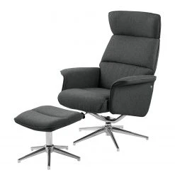 Fredriks Sessel Dingle (mit Hocker) - Webstoff - Grau