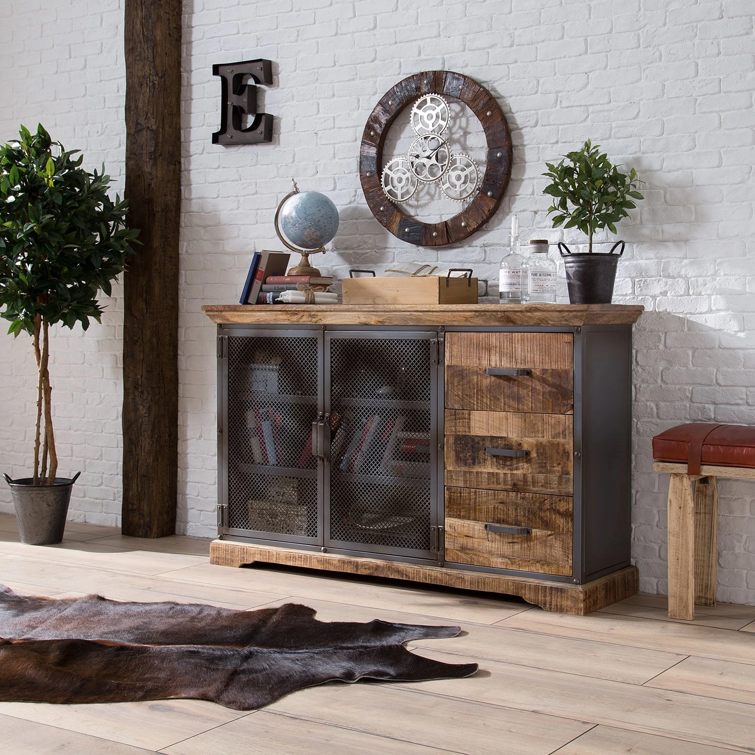 Ars manufacti Sideboard Hunter - Mango massiv / Metall - Mango / Blaugrau 2 Ars manufacti Sideboard Hunter - Mango massiv / Metall - Mango / Blaugrau – Bild 2