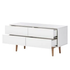 Mørteens Sideboard Lindholm V - Eiche teilmassiv - Weiß / Eiche -Wohnzimmermöbel boutique en ligne sideboard lindholm v weiss matt eiche massiv 358654