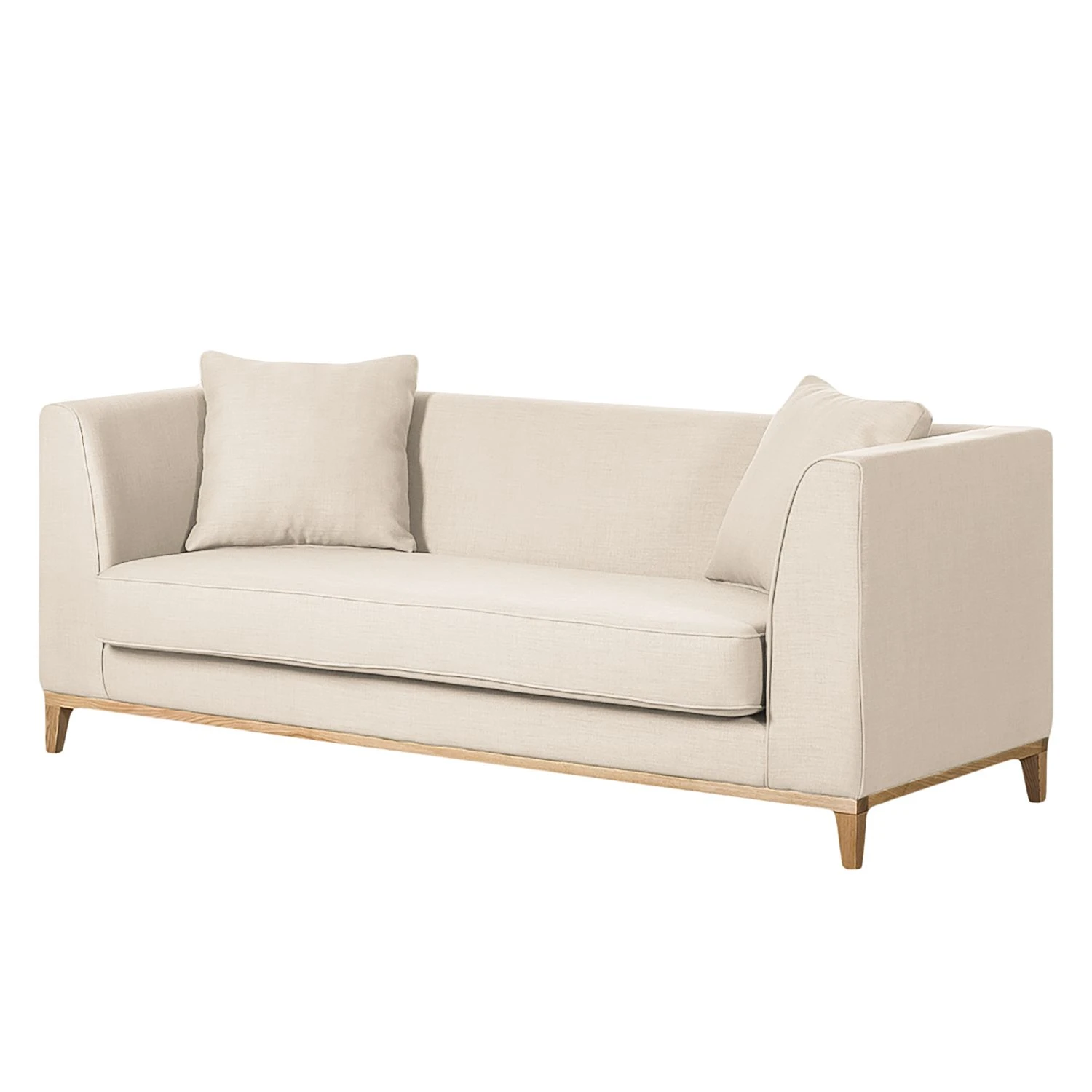 Jack & Alice Sofa Blomma (3-Sitzer) - Webstoff Beige - Gestell: Eichefarbig 1 Jack & Alice Sofa Blomma (3-Sitzer) - Webstoff Beige - Gestell: Eichefarbig