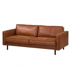 Ars manufacti 3-Sitzer Sofa FORT DODGE - Antiklederlook - Microfaser Yaka: Cognac