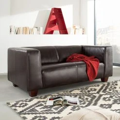 Maison Belfort Sofa Nespolo (2-Sitzer) - Kunstleder Dunkelbraun -Wohnzimmermöbel boutique en ligne sofa nespolo 2 sitzer bycast echtleder dunkelbraun 3320509