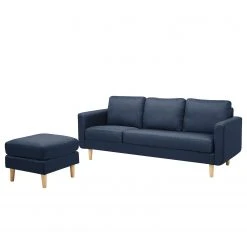 Mørteens Sofa Wyke IV (3-Sitzer mit Hocker) - Flachgewebe - Dunkelblau - Dunkelblau