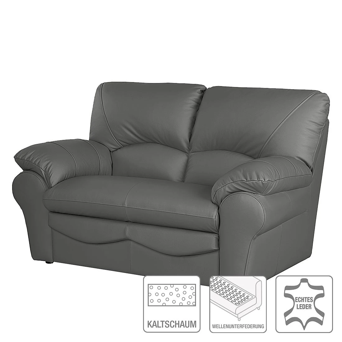 Modoform Sofa Torsby (2-Sitzer) Echtleder - Anthrazit 2 Modoform Sofa Torsby (2-Sitzer) Echtleder - Anthrazit – Bild 2