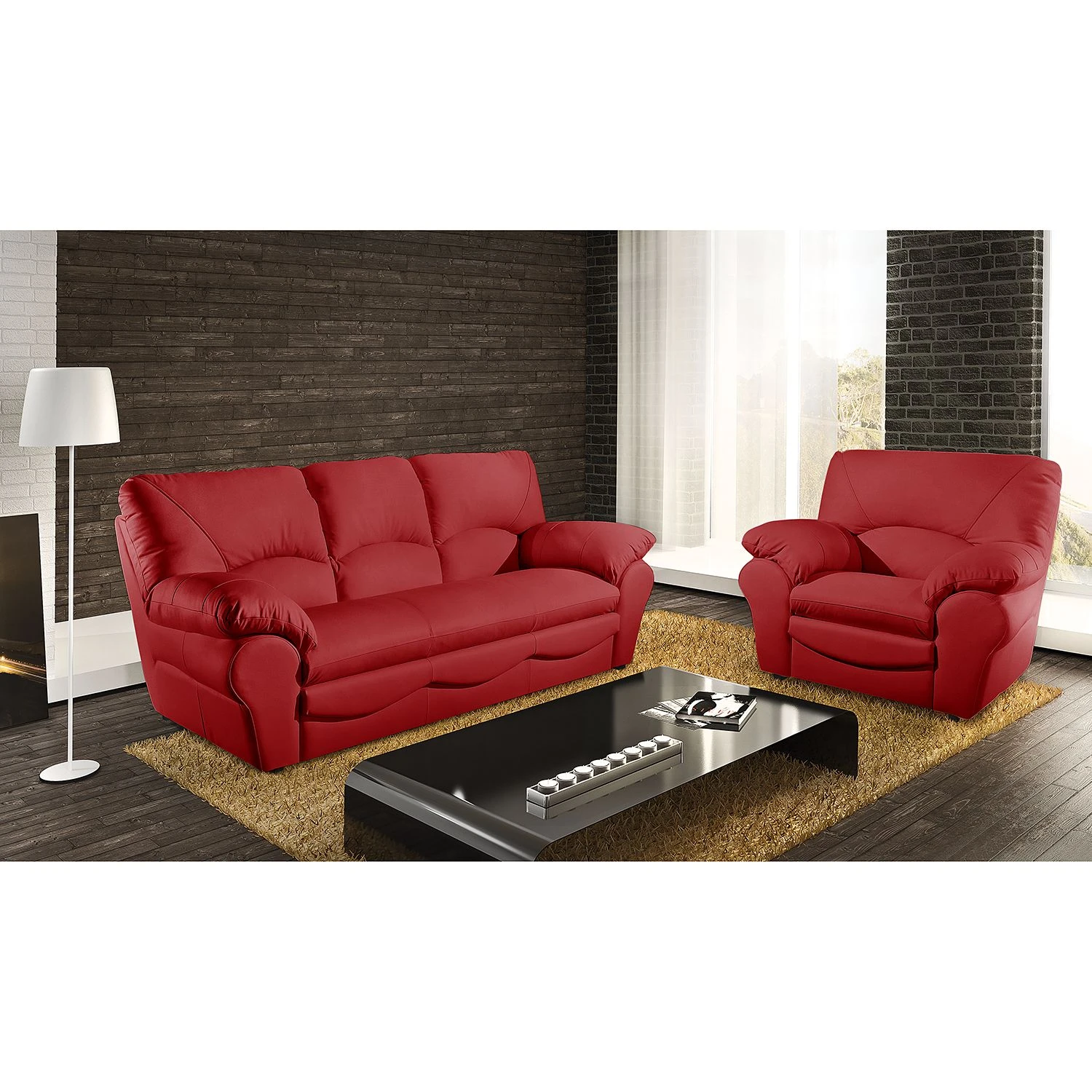 Modoform Schlafsofa Torsby - Echtleder Rot 3 Modoform Schlafsofa Torsby - Echtleder Rot – Bild 3