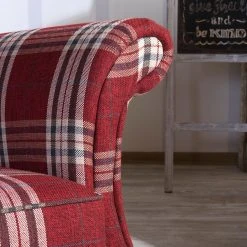 Max Winzer Ohrensessel Verita - Strukturstoff - Rot kariert -Wohnzimmermöbel boutique en ligne sofa verita 2 5 sitzer strukturstoff rot kariert 5005256 1