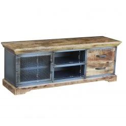 Ars manufacti TV-Lowboard Hunter - Mango massiv / Metall - Mango / Blaugrau -Wohnzimmermöbel boutique en ligne tv lowboard hunter mango massiv metall mango blaugrau 5091920