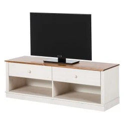 Maison Belfort TV-Lowboard Lillehammer I - Kiefer massiv - Kiefer Weiß / Kiefer Honig