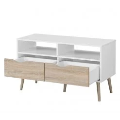 Mørteens TV-Lowboard Sunndal III - Gummibaum teilmassiv -Wohnzimmermöbel boutique en ligne tv lowboard sunndal iii gummibaum teilmassiv weiss eiche dekor 4753872