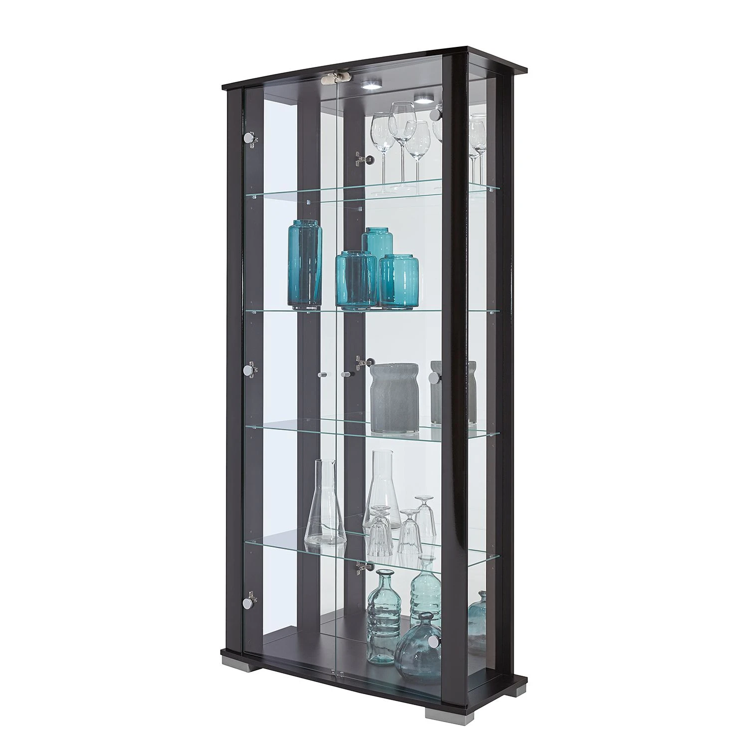 Fredriks Vitrine Nysa - Inkl. Beleuchtung - Hochglanz Schwarz 1 Fredriks Vitrine Nysa - Inkl. Beleuchtung - Hochglanz Schwarz