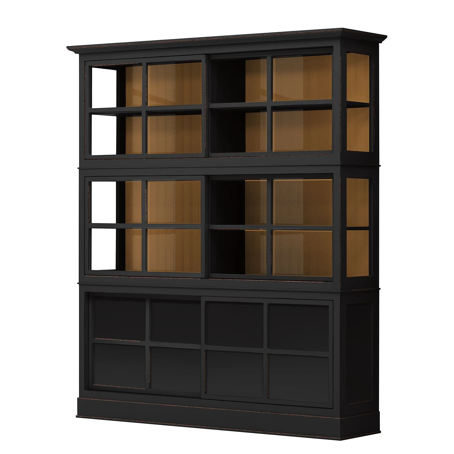 Maison Belfort Vitrinenschrank Azjana - Schwarz / Pinie Honig 1 Maison Belfort Vitrinenschrank Azjana - Schwarz / Pinie Honig