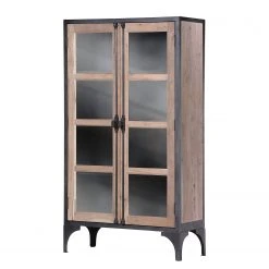 Ars manufacti Vitrinenschrank Ceriana - Akazie massiv / Metall - Akazie / Schwarz