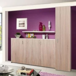 Loftscape Schrankbett-Kombination Godia II - Weiß / Eiche Sonoma Dekor - Bonellfederkernmatratze -Wohnzimmermöbel boutique en ligne wandklappbett kombination godia ii bonellfederkernmatratze weiss eiche sonoma dekor 1722934