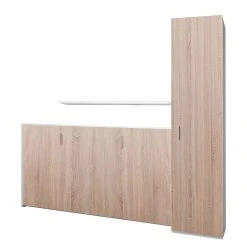 Loftscape Schrankbett-Kombination Godia II - Weiß / Eiche Sonoma Dekor - Bonellfederkernmatratze -Wohnzimmermöbel boutique en ligne wandklappbett kombination godia ii bonellfederkernmatratze weiss eiche sonoma dekor 1722938