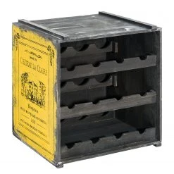 PureDay Weinregal Claire - Tannenholz - Gelb