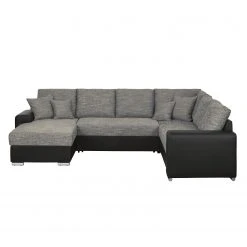 Roomscape Wohnlandschaft Berrings - (mit Schlaffunktion) - Kunstleder / Strukturstoff Schwarz / Grau - Longchair davorstehend links -Wohnzimmermöbel boutique en ligne wohnlandschaft berrings mit schlaffunktion kunstleder strukturstoff schwarz grau longchair davorstehend links 3633505