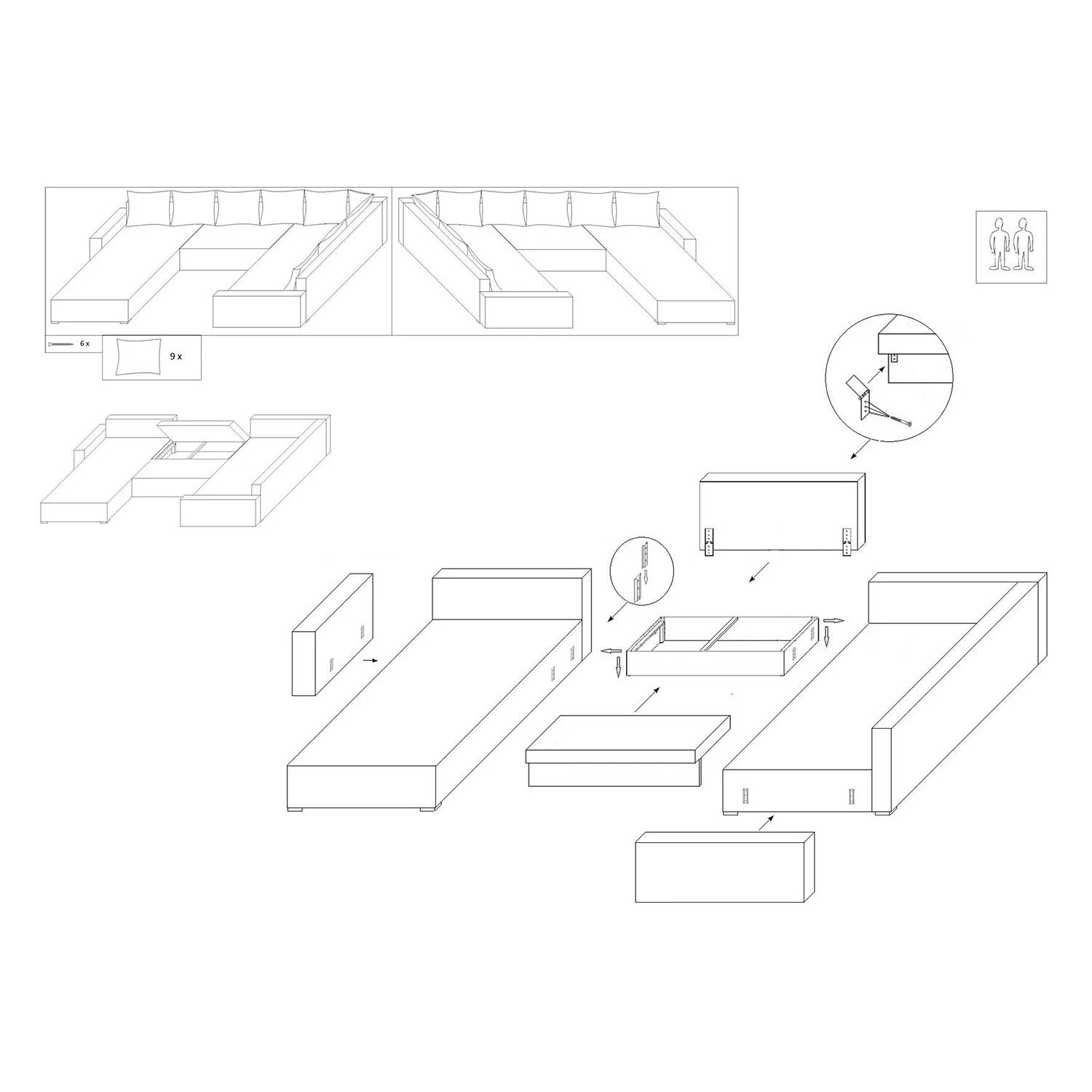Fredriks Wohnlandschaft Sibenik - (mit Schlaffunktion) - Kunstleder/Strukturstoff - Anthrazit - Longchair davorstehend links / Ottomane rechts 21 Fredriks Wohnlandschaft Sibenik - (mit Schlaffunktion) - Kunstleder/Strukturstoff - Anthrazit - Longchair davorstehend links / Ottomane rechts – Bild 21